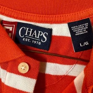 Short sleeve Men’s orange/white striped Chaps polo shirt